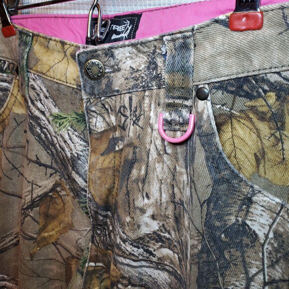 Realtree Womens Sz 12 Camo Hunting Pants Pink Trim Outdoor Casual Mossy Oak - Picture 4 of 8